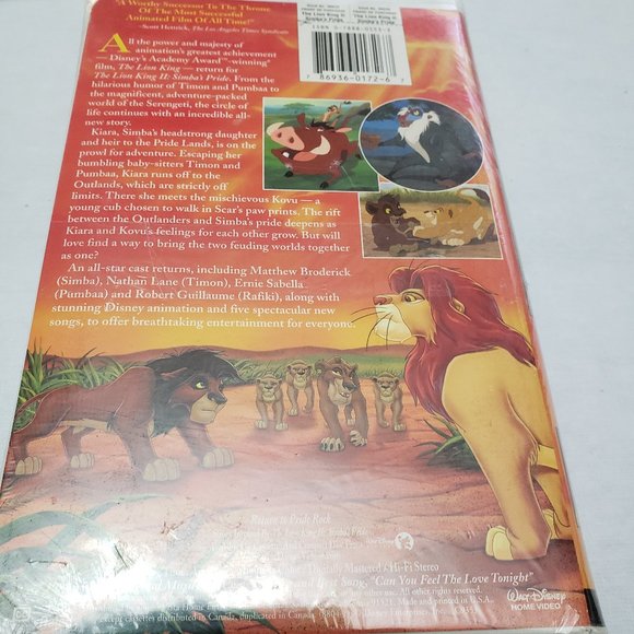 Disney's The Lion King II: Simba's Pride -New, Sealed VHS - Picture 2 of 5